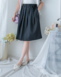 Pleated Skirt 腰間微褶束帶橡筋腰口袋裙/ SK8955