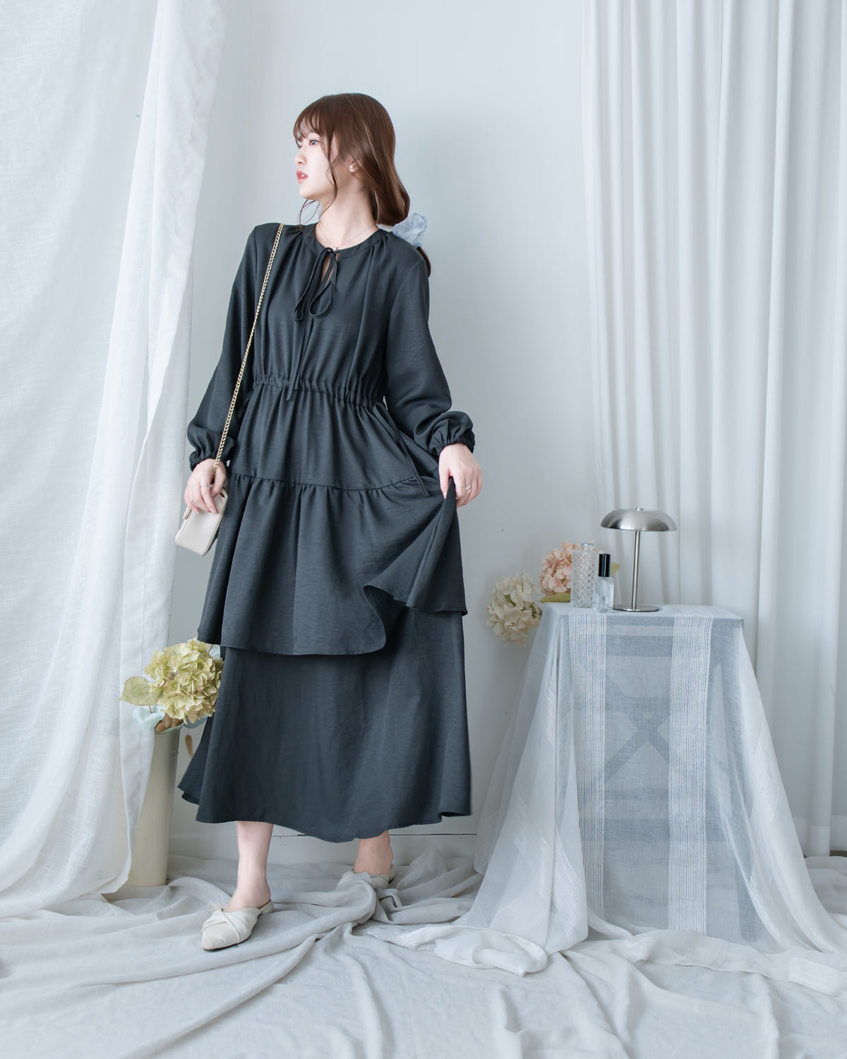 Ribbon Layers Dress  綁帶圓漫飄逸層次連身裙/ DS1188