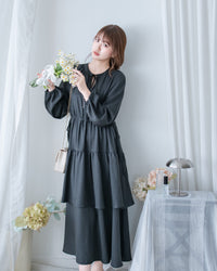 Ribbon Layers Dress  綁帶圓漫飄逸層次連身裙/ DS1188