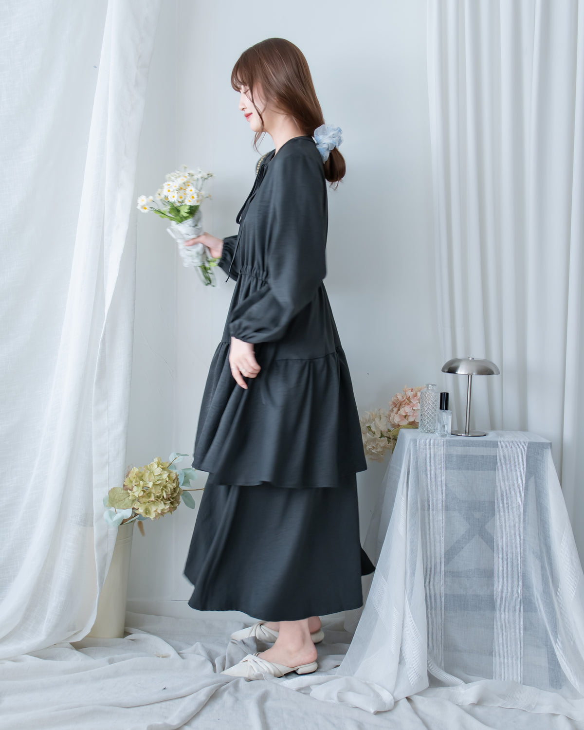 Ribbon Layers Dress  綁帶圓漫飄逸層次連身裙/ DS1188