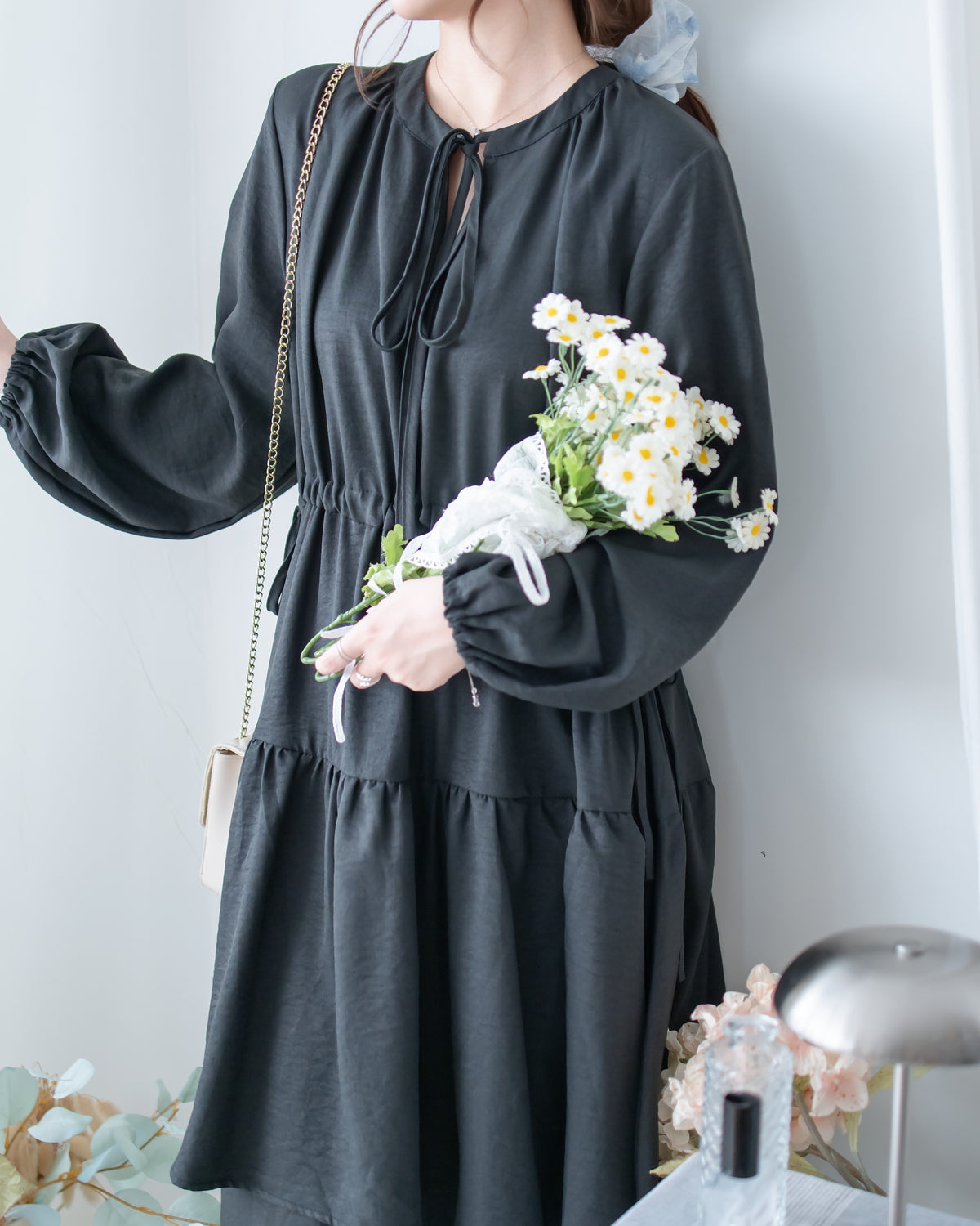 Ribbon Layers Dress  綁帶圓漫飄逸層次連身裙/ DS1188