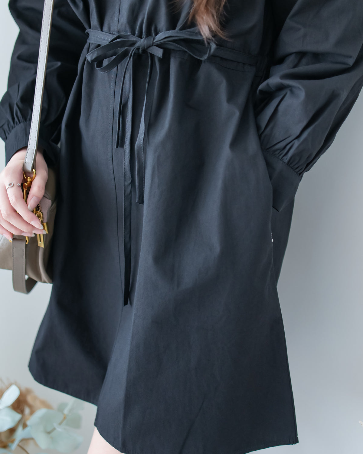 Minimalist Dress 簡約側口袋左右束腰連身裙/ DS1197