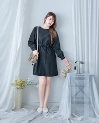 Minimalist Dress 簡約側口袋左右束腰連身裙/ DS1197
