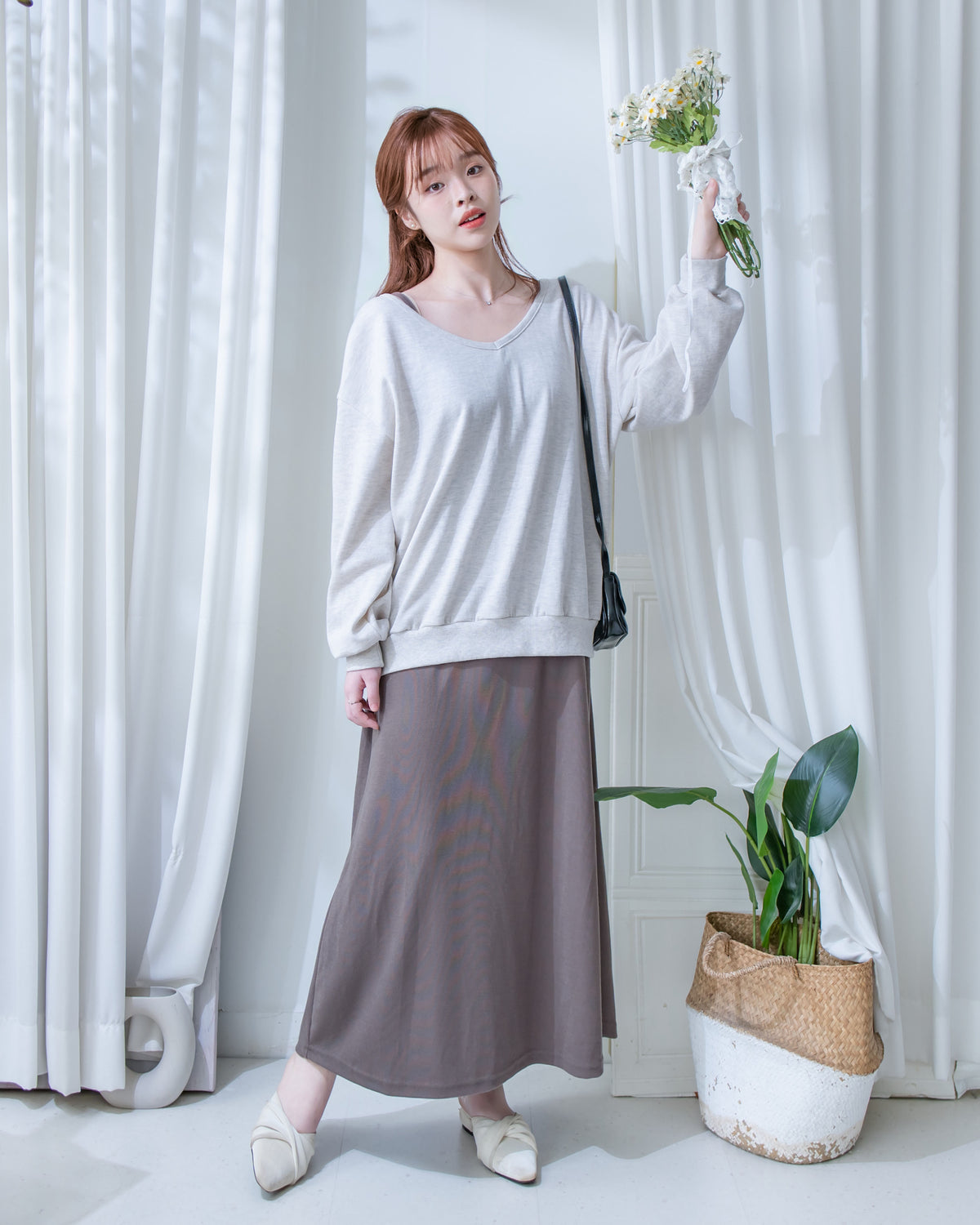 Pullover Dress Set 衛衣彈性吊帶長裙慵懶套裝/ SE8126