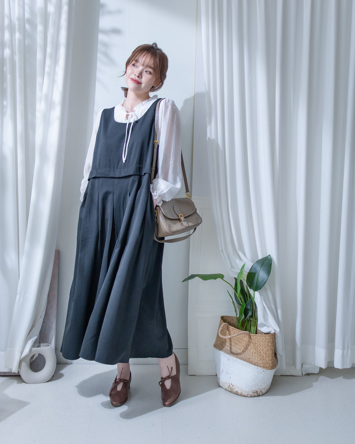 Vest Dress 微正式感拼接背心連身長裙/ DS1181
