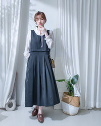 Vest Dress 微正式感拼接背心連身長裙/ DS1181