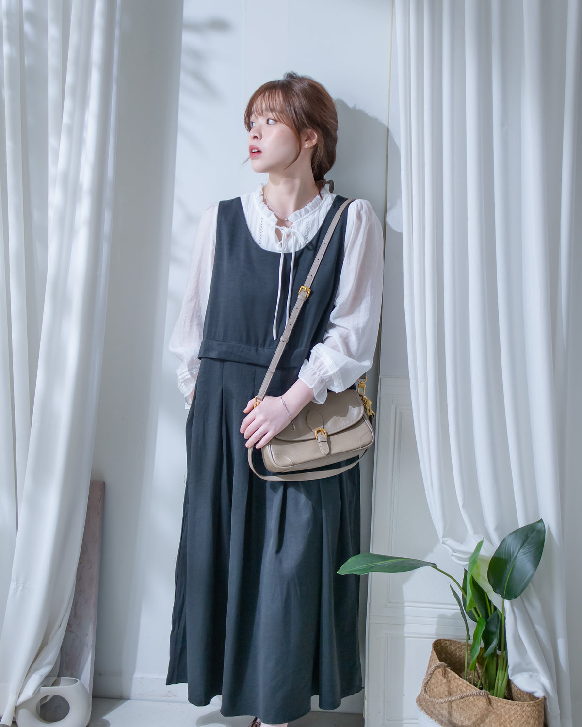 Vest Dress 微正式感拼接背心連身長裙/ DS1181