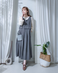 Vest Dress 微正式感拼接背心連身長裙/ DS1181