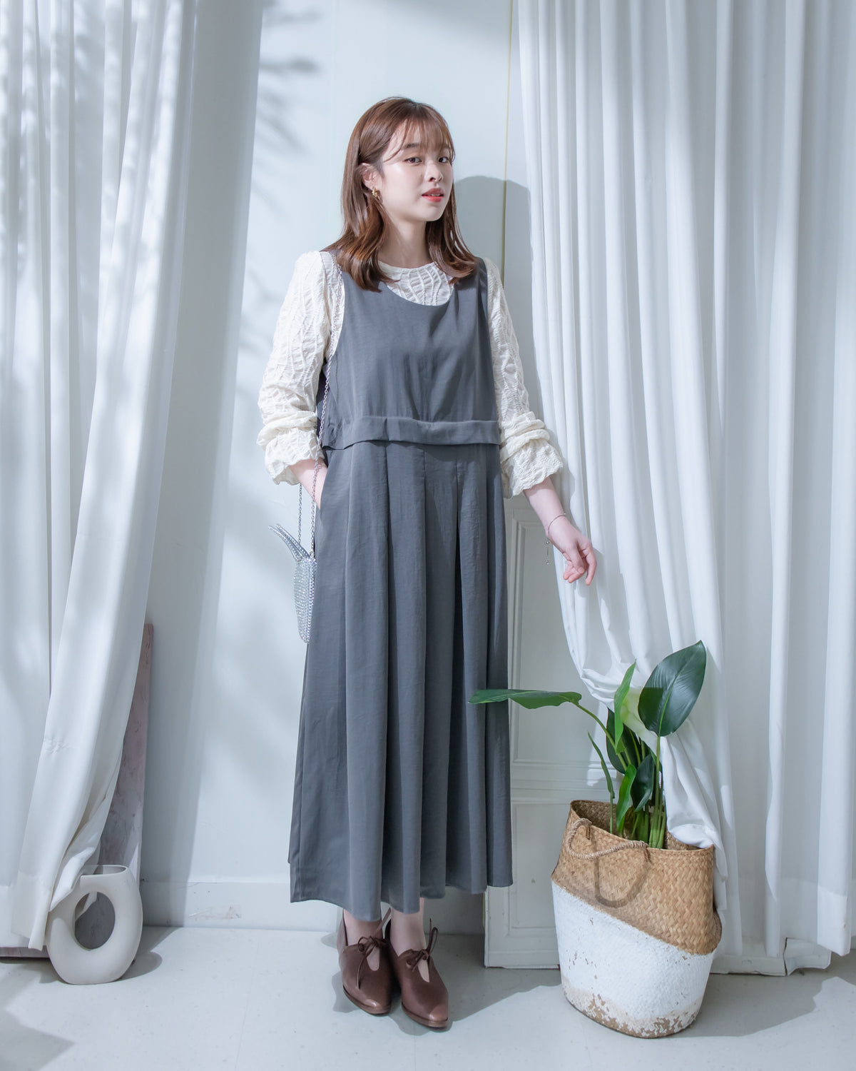 Vest Dress 微正式感拼接背心連身長裙/ DS1181