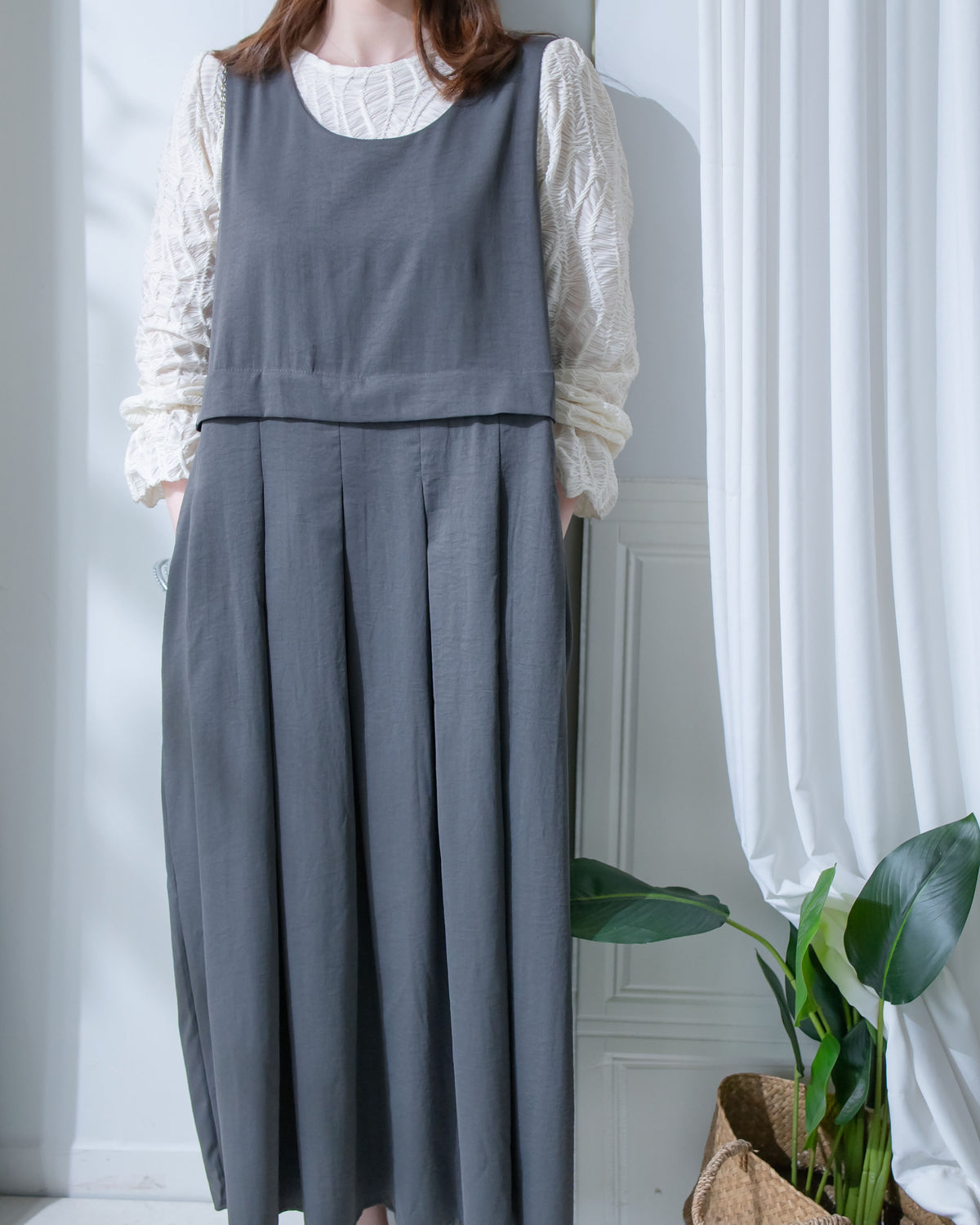 Vest Dress 微正式感拼接背心連身長裙/ DS1181