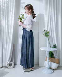 Denim Quiet Lux Skirt 低調質感直身亮絲金屬扣長裙/ SK8957