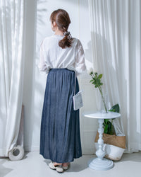 Lace Pleated Blouse 花邊領口蕾絲壓褶附裡布上衣/ TP9247