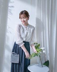 Denim Quiet Lux Skirt 低調質感直身亮絲金屬扣長裙/ SK8957