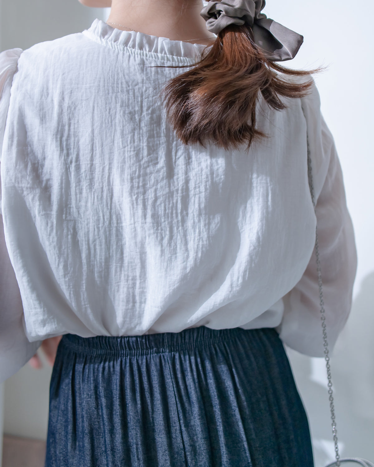 Lace Pleated Blouse 花邊領口蕾絲壓褶附裡布上衣/ TP9247