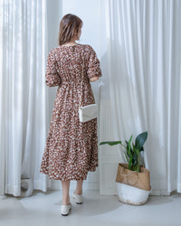 Shadow Dress 疊領簡約白色剪影印花修腰連身裙/ DS1203