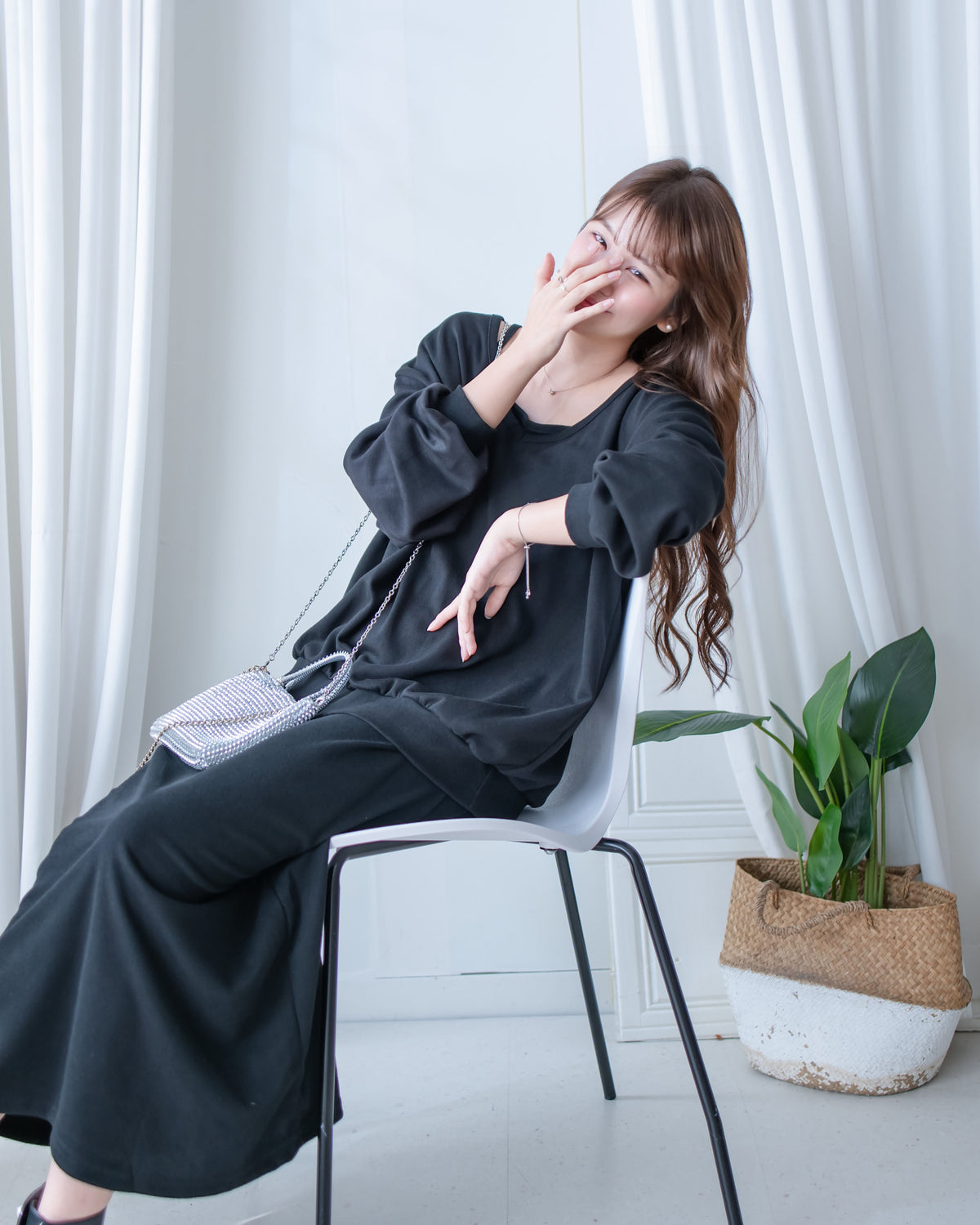 Pullover Dress Set 衛衣彈性吊帶長裙慵懶套裝/ SE8126