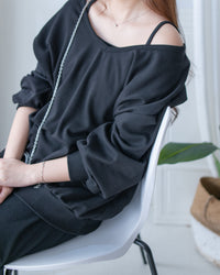Pullover Dress Set 衛衣彈性吊帶長裙慵懶套裝/ SE8126
