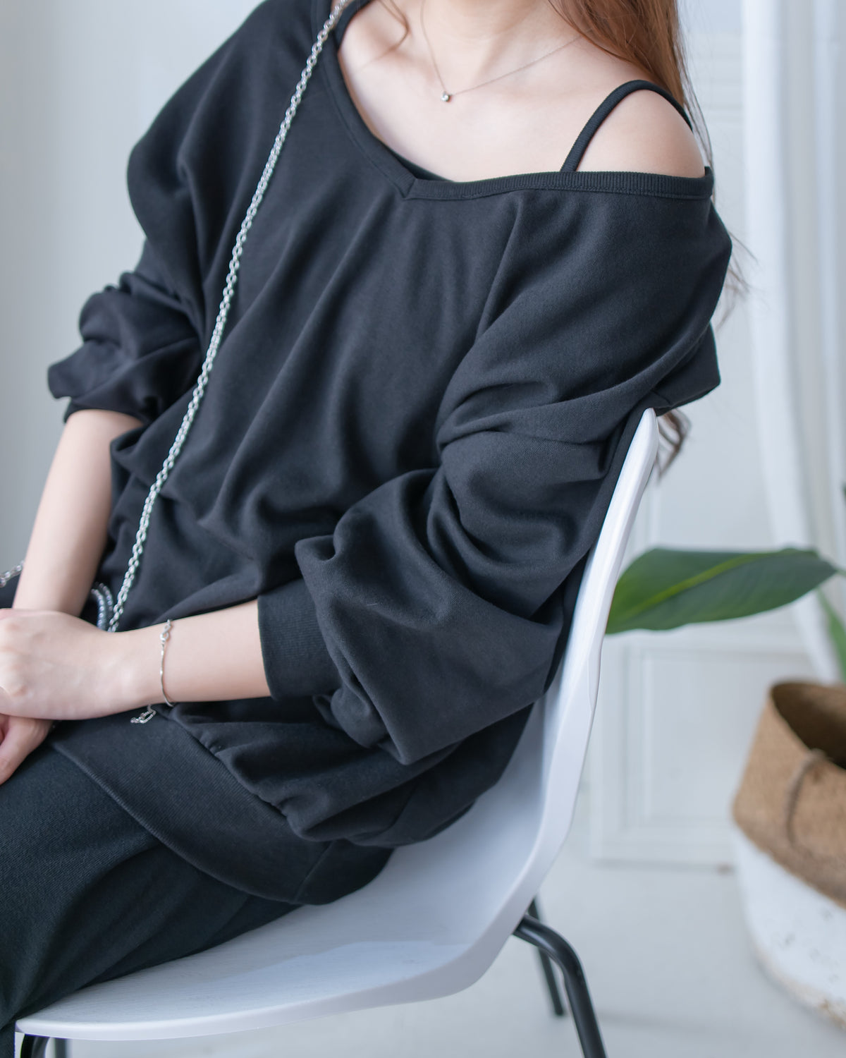 Pullover Dress Set 衛衣彈性吊帶長裙慵懶套裝/ SE8126