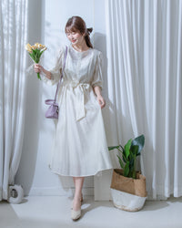 Alice Dress 果凍微光澤雪紡全裡布連身長裙/ DS1204
