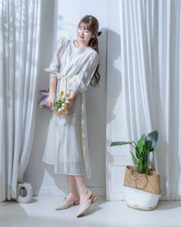 Alice Dress 果凍微光澤雪紡全裡布連身長裙/ DS1204
