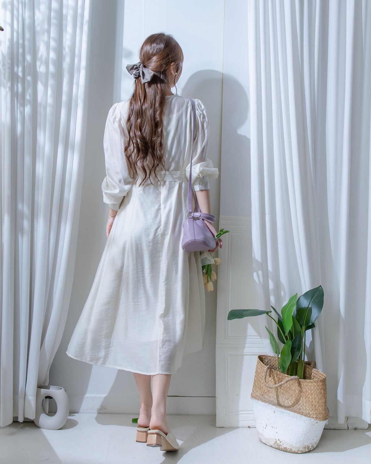 Alice Dress 果凍微光澤雪紡全裡布連身長裙/ DS1204
