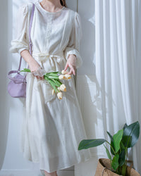 Alice Dress 果凍微光澤雪紡全裡布連身長裙/ DS1204