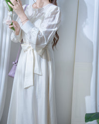 Alice Dress 果凍微光澤雪紡全裡布連身長裙/ DS1204