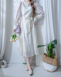 Alice Dress 果凍微光澤雪紡全裡布連身長裙/ DS1204