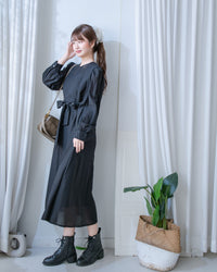 Alice Dress 果凍微光澤雪紡全裡布連身長裙/ DS1204