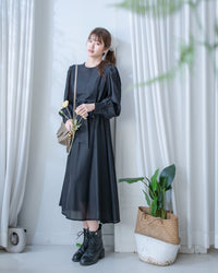 Alice Dress 果凍微光澤雪紡全裡布連身長裙/ DS1204