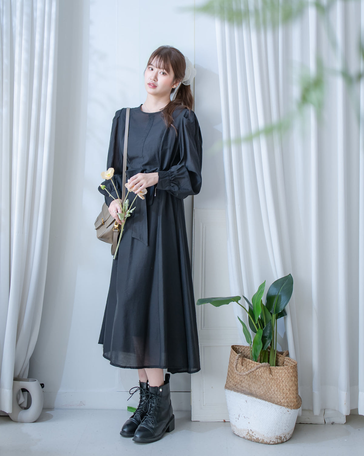 Alice Dress 果凍微光澤雪紡全裡布連身長裙/ DS1204