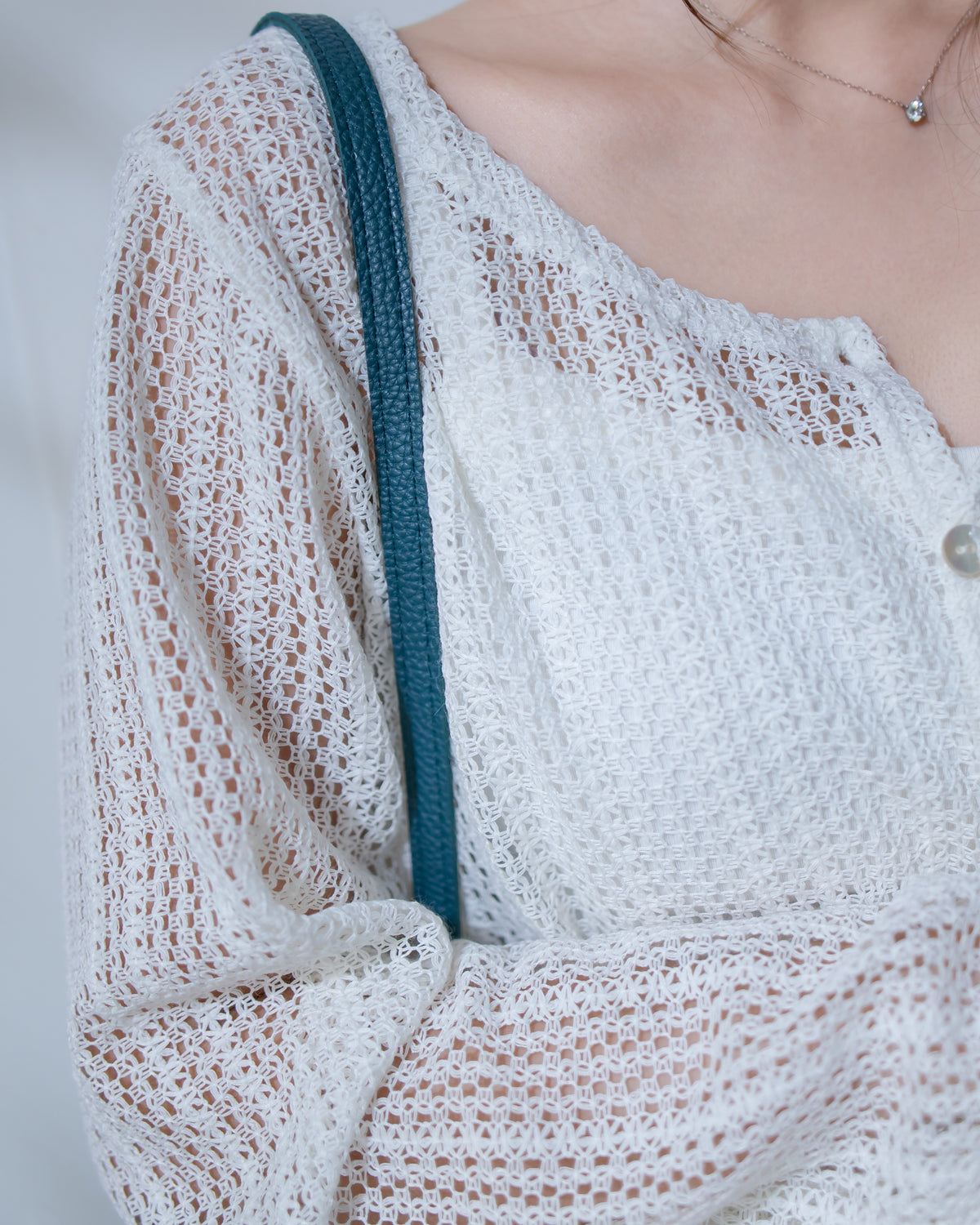 Lace Cardigan 防皺法式幾何通花針織外套或上衣/ CD8158
