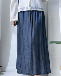 Denim Quiet Lux Skirt 低調質感直身亮絲金屬扣長裙/ SK8957