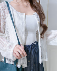 Lace Cardigan 防皺法式幾何通花針織外套或上衣/ CD8158