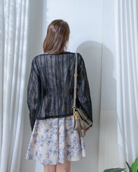 Lace Cardigan 防皺法式幾何通花針織外套或上衣/ CD8158