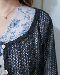 Lace Cardigan 防皺法式幾何通花針織外套或上衣/ CD8158