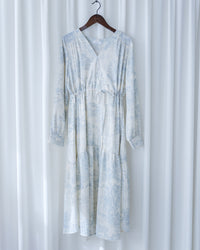 [intent label/ intent 製] Clear Flower Dress V領側束帶質感線條印花飄逸連身裙/ DSA8012