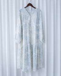 [intent label/ intent 製] Clear Flower Dress V領側束帶質感線條印花飄逸連身裙/ DSA8012