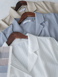 [intent label/ intent 製] Stripe Dress or Outer 腰帶設計暗條紋口袋連身裙或外套/ DSA8013
