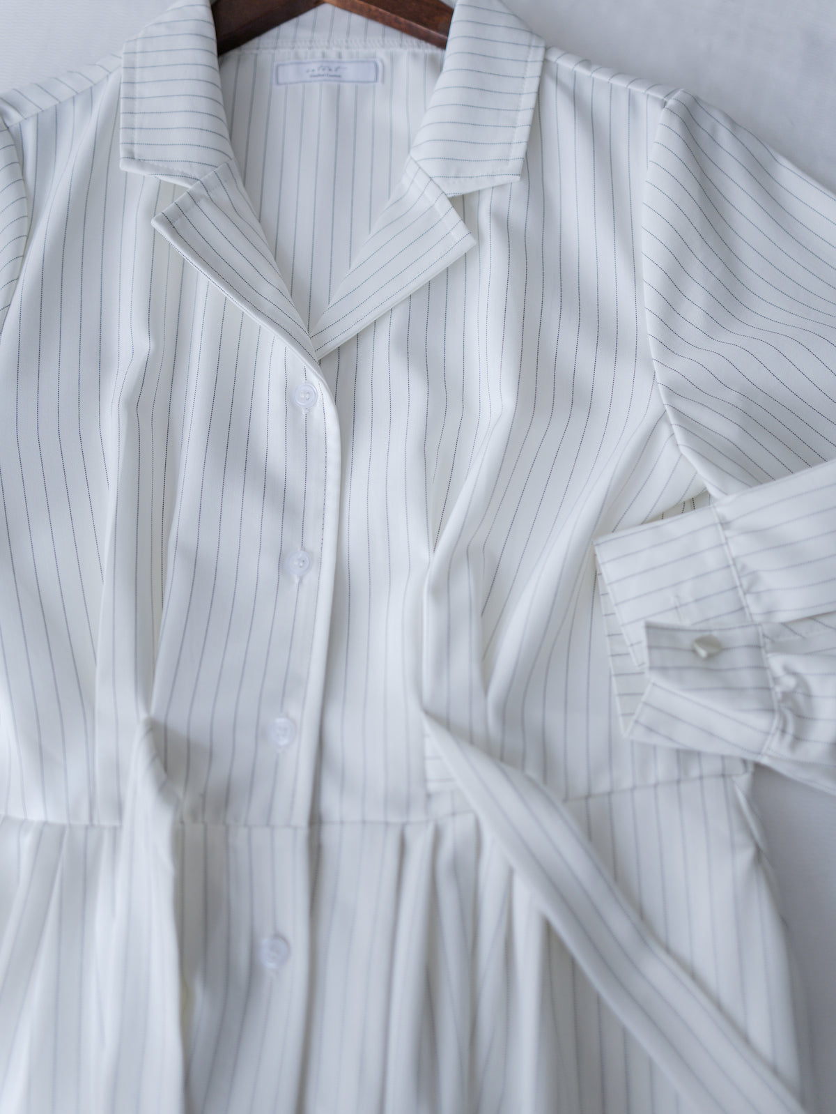 [intent label/ intent 製] Stripe Dress or Outer 腰帶設計暗條紋口袋連身裙或外套/ DSA8013