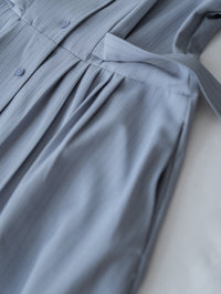 [intent label/ intent 製] Stripe Dress or Outer 腰帶設計暗條紋口袋連身裙或外套/ DSA8013