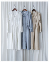[intent label/ intent 製] Stripe Dress or Outer 腰帶設計暗條紋口袋連身裙或外套/ DSA8013