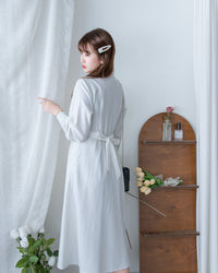 [intent label/ intent 製] Stripe Dress or Outer 腰帶設計暗條紋口袋連身裙或外套/ DSA8013