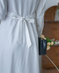 [intent label/ intent 製] Stripe Dress or Outer 腰帶設計暗條紋口袋連身裙或外套/ DSA8013