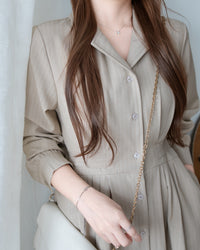 [intent label/ intent 製] Stripe Dress or Outer 腰帶設計暗條紋口袋連身裙或外套/ DSA8013