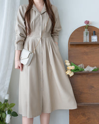 [intent label/ intent 製] Stripe Dress or Outer 腰帶設計暗條紋口袋連身裙或外套/ DSA8013