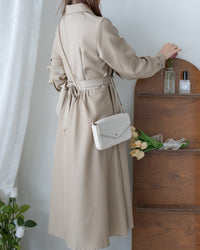 [intent label/ intent 製] Stripe Dress or Outer 腰帶設計暗條紋口袋連身裙或外套/ DSA8013