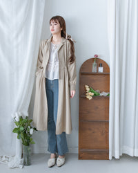 [intent label/ intent 製] Stripe Dress or Outer 腰帶設計暗條紋口袋連身裙或外套/ DSA8013