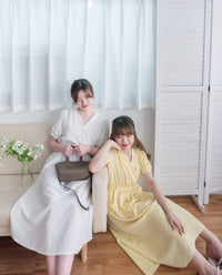 （intent x Korea 獨家款) Square Dot 點點小方格修腰隨性口袋連身長裙, Dress/ DS9229 （yellow sold out)