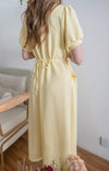 （intent x Korea 獨家款) Square Dot 點點小方格修腰隨性口袋連身長裙, Dress/ DS9229 （yellow sold out)